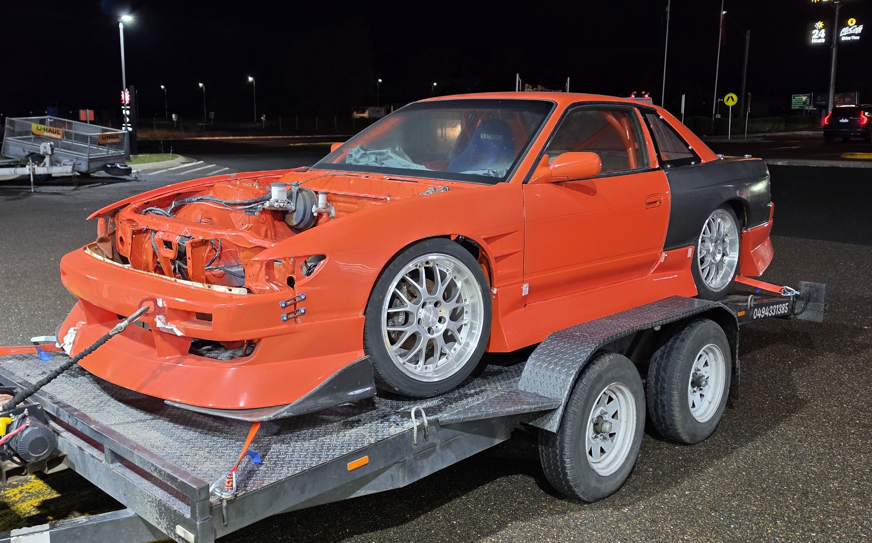 Project S13 Nissan Silvia on trailer